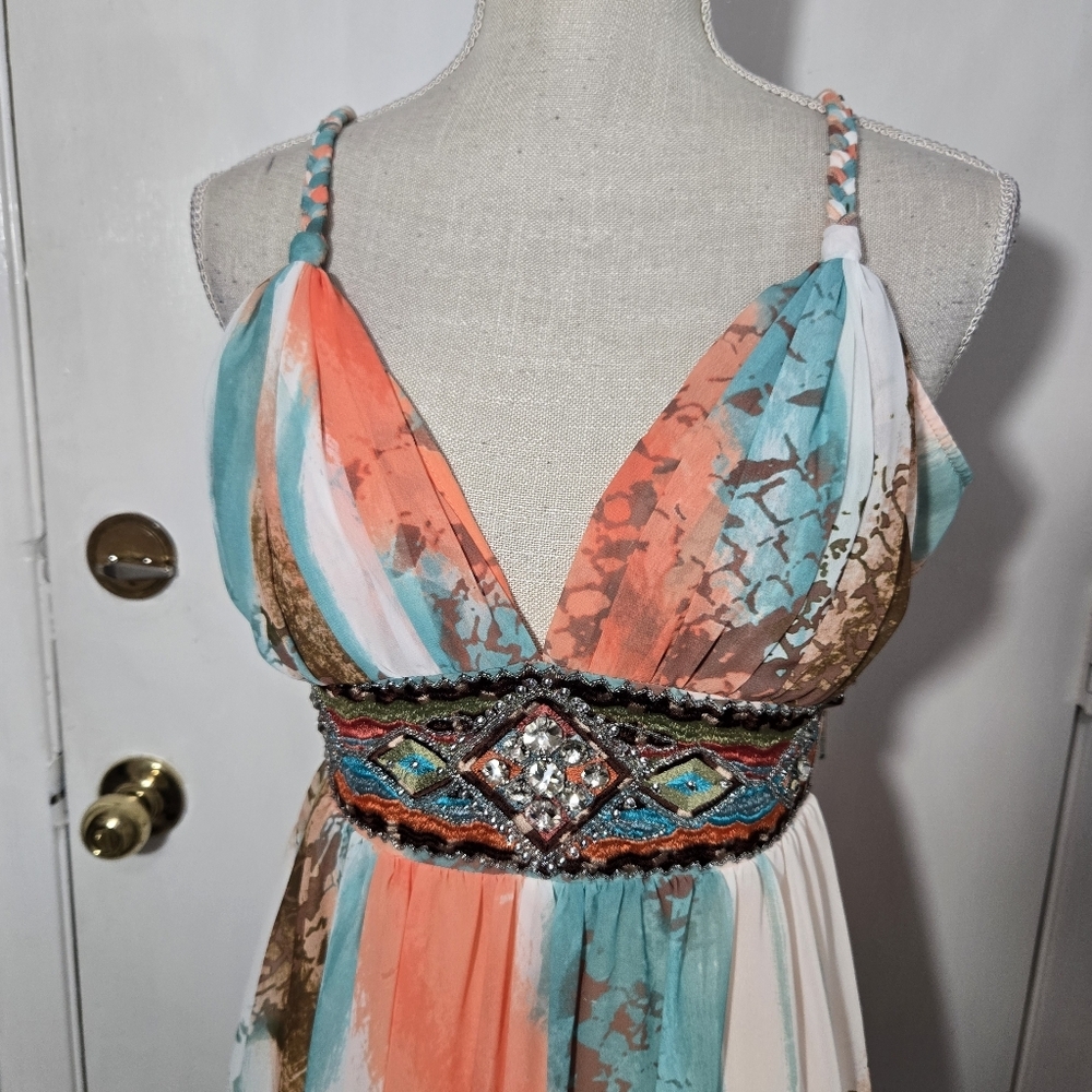 Boston Proper Women's Maxi Dress Emroidered And Studded Detail Sz 0 - Picture 3 of 10